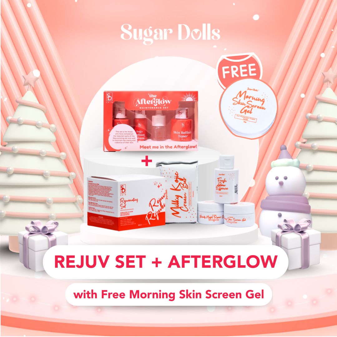 Sugar Dolls Exclusive Bundle Afterglow set + Rejuvenating set + FREE Morning Skin Screen Gel