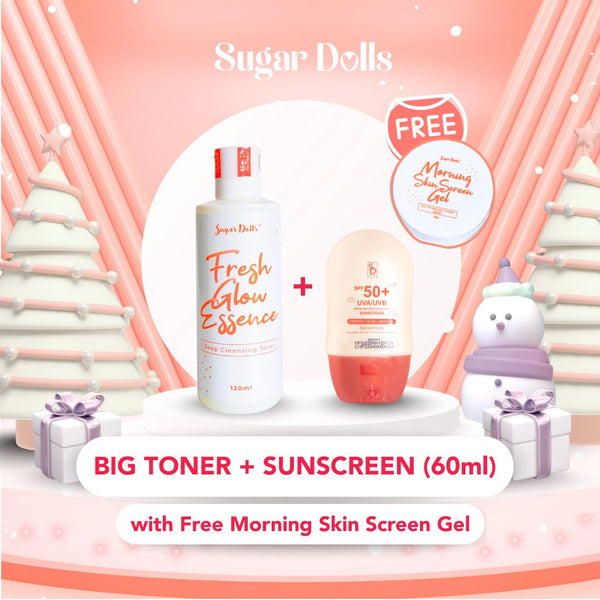 Sugar Dolls Exclusive Bundle Sunscreen 60ml + Big Toner + FREE Morning Skin Screen Gel