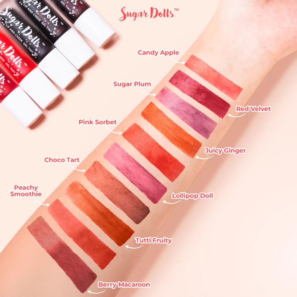 Sugar Dolls Lip & Cheek Gel Tint The Original Long Lasting, Pigmented, Lightweight, Makeup, Glossy